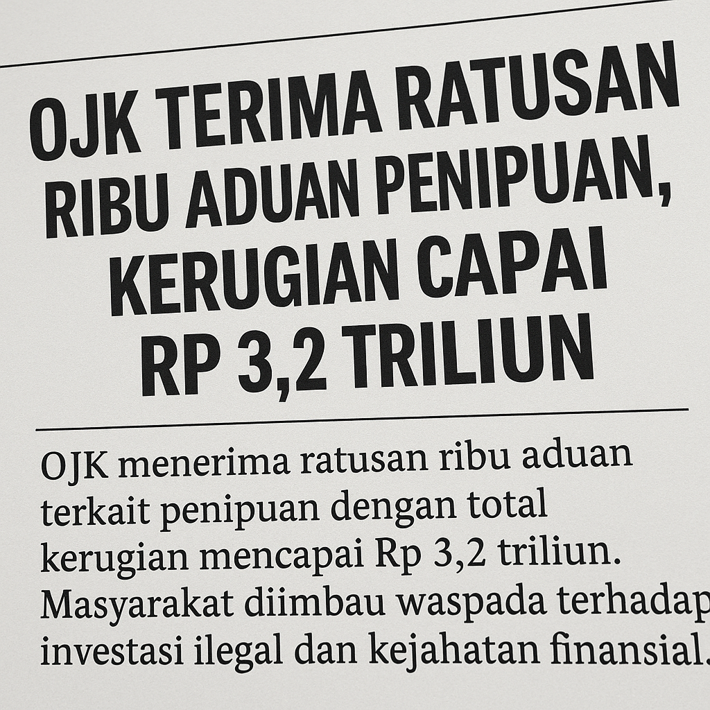 OJK Terima Ratusan Ribu Aduan Penipuan, Kerugian Capai Rp 3,2 Triliun