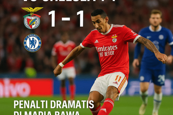 Hasil Benfica Vs Chelsea 1-1 Penalti Dramatis Di Maria Bawa Laga ke Tambahan Waktu